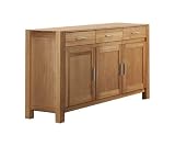 Ambientehome 53076 Sideboard Amur massiv eiche / Eichefurnier, ge&ouml;lt