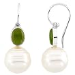 14K White Gold Paspaley South Sea Cultured Pearl and Jade Earrings - 11.00mm