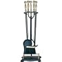 UniFlame 5 Piece Polished Brass/Black Fireset W/ Double Rods
