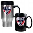 Dallas Fc Dallas - Stainless Steel Travel Mug and Black Ceramic Mug Set - Primary Team Logo