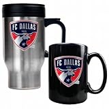 Dallas Fc Dallas Stainless Steel Travel Mug and Black Ceramic Mug Set  (Primary Team Logo) Reviews Stainless Steel Coffee Bottle