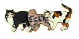 Gold plated and vitreous enamel 3 cats walking pin brooch