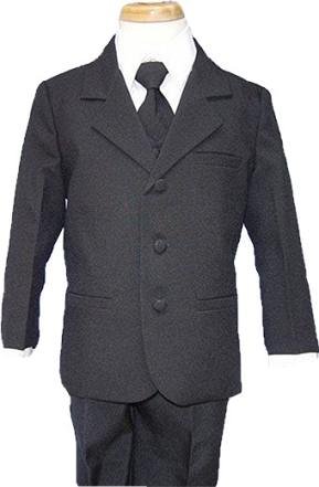 Childrens Suit - 3 Button Notch Lapel Black Suit