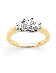 14k Two-tone AAA Diamond three stone ring Diamond quality AAA (SI2 clarity, G-I color)