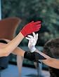Stretch satin short gloves