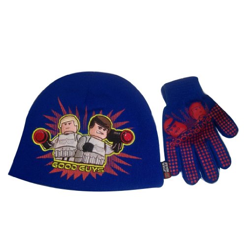 Boy's Star Wars Lego Darth Vader Beanie Knit Hat and Gloves Set (4-7)