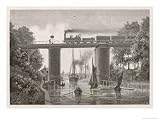 Bridge Enables Railway Trains to Pass Over the Sodertelge Canal Sweden Transportation Giclee Poster Print by S. Hallbeck, 24x18