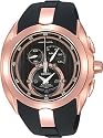 Seiko Acrtura #SNL060P1 Men's Rose Gold Tone Kinetic Chronograph Watch with Black Resin Strap
