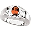 14K White Gold Man's Fire Opal and Diamond Ring