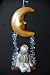 Vintage-Style Holiday Ornament in Frosty Wintery Colors. Snowman Swinging on the 1//4 Moon