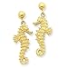 14k Large SeaHorse Dangle Post Earrings title=