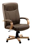 RICHMOND Brown Leather Office Chair (Leather-faced) Oak Arms and Base