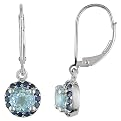 Silver Sky Sapphire Leverback Earrings - Blue