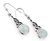 Sterling Silver Rainbow Moonstone Celtic Knot Earrings