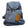 Denim Backpack With Silver Decor Crafted from Vintage Denim