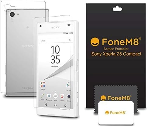Xperia Z5 Compact Front And Back Screen Protector (Pack Of 6) Includes 3 Front, 3 Rear - Retail Packed With Microfibre Cleaning Cloth And Application Card