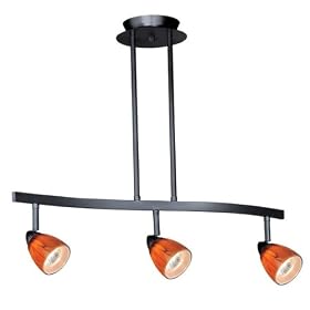 Spot Light Pendant - 3 Light Spot Pendant Lighting Fixture - Dark Bronze - Honey Ripple... by Vaxcel Lighting