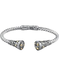 Sterling Silver and 18K Yellow Gold Hinged Bracelet -- LIFETIME WARRANTY