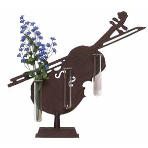Cast Iron & Glass Violin Vase