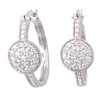 14K .75 CTW Diamond Disk Hoop Earrings