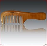 TM-1-1 - Peach Combwith Handle (6 Inches) - one piece wood - Large High Quality All Natural