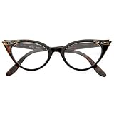 Vintage Inspired Fashion Clear Lens Cat Eye Glasses with Rhinestones