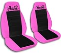 1997 Jeep Wrangler TJ seat covers. One front set of seat covers. Hot pink and black Barbie Jeep seat covers.