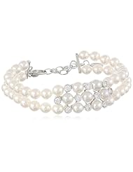 Majorica 2-Row Pearl Cubic Zirconia Bracelet, 7.5"