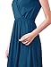 Allegra K Women Crossover Deep V Neck Elastic Waist Dress Dark Blue L