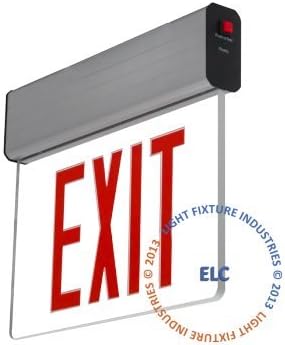 LFI Lights - Red LED Edge Lit Exit Sign - Surface Mount - Battery Backup - ELSMR
