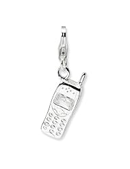 Sterling Silver Polished Cell Phone w/Lobster Claw Clasp Clasp Charm