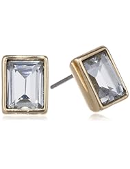 Anne Klein "Bennet" Gold-Tone Crystal Square Stud Earrings