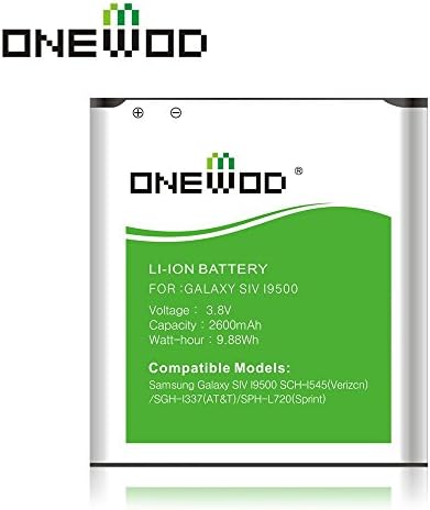 Onewod 2600mah Li-ion Spare Batteries for Samsung Galaxy SIV I9500 Sch-1545(verizcn)/sgh-1337(at&amp;t)/sph-l720(sprint),not for Galaxy S4 Active(without Nfc/google Wallet)