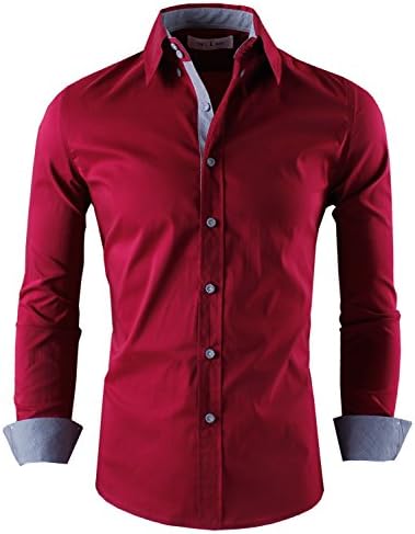 Tom's Ware Men's Slim Fit Long Sleeve with Checkered Buttons Shirts
