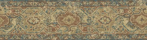 Brewster E742209B Borders and More Folklore Rug Wall Border, 6.825-Inch by 180-Inch, Tan/Blue