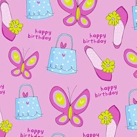 Shoes, Handbag & Butterfly Birthday Wrapping Paper with Gift Tags - Pack of 2