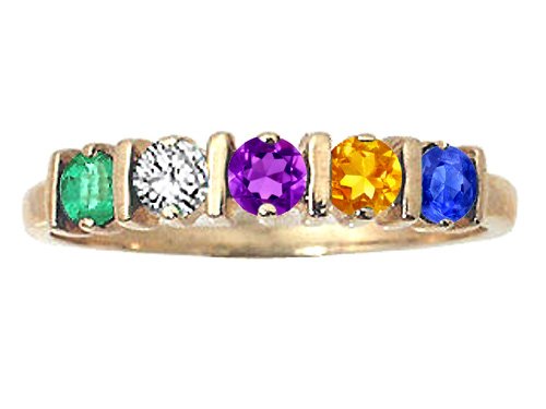 5 Stone Mothers Ring - 14kt White or Yellow Gold LIFETIME WARRANTY