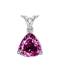 Original Star K (tm) Large 12mm Trillion Cut Created Pink Sapphire Pendant in 925 Sterling Silver