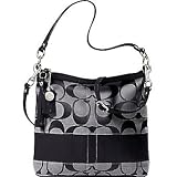 AUTHENTIC COACH SIGNATURE STRIPE PATENT SHOULDER CONVERTIBLE 12825 (BW/Black)