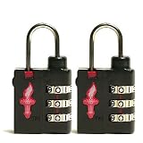 Set of Two 3 Dial Light Weight Safeskies TSA Accepted Combination Locks Midnight Black