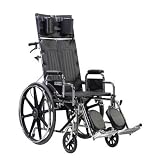 Drive Medical Sentra Reclining Wheelchair with Various Arm Styles and Elevating Legrest, Chrome, 16