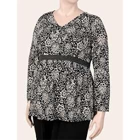 Motherhood Maternity: Plus Size Long Sleeve V-neck Babydoll Maternity T Shirt