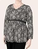 Motherhood Maternity: Plus Size Long Sleeve V-neck Babydoll Maternity T Shirt