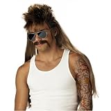 Mississippi Mud Flap Dirty Blonde Mullet Wig & Moustache
