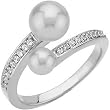 14K White Gold Akoya Cultured Pearl and Diamond Ring - 7.00mm, 5.00mm