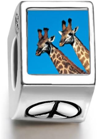 Fervent Love Two Giraffes Photo Peace Symbol European Beads