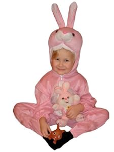 J02 Talla 116-122 Disfraz de conejo para bebés y niños, cómodo para llevar encima de la ropa