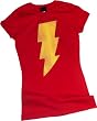 Shazam Distressed Logo Crop Sleeve Fitted Juniors T-Shirt