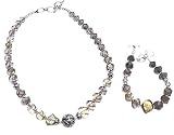 Silver Bracelet Set with Necklace in Smokey Quartz Gemstone