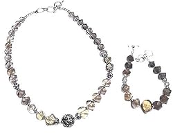 Necklace and Bracelet Set Sterling Silver Smokey Quartz Jewelry